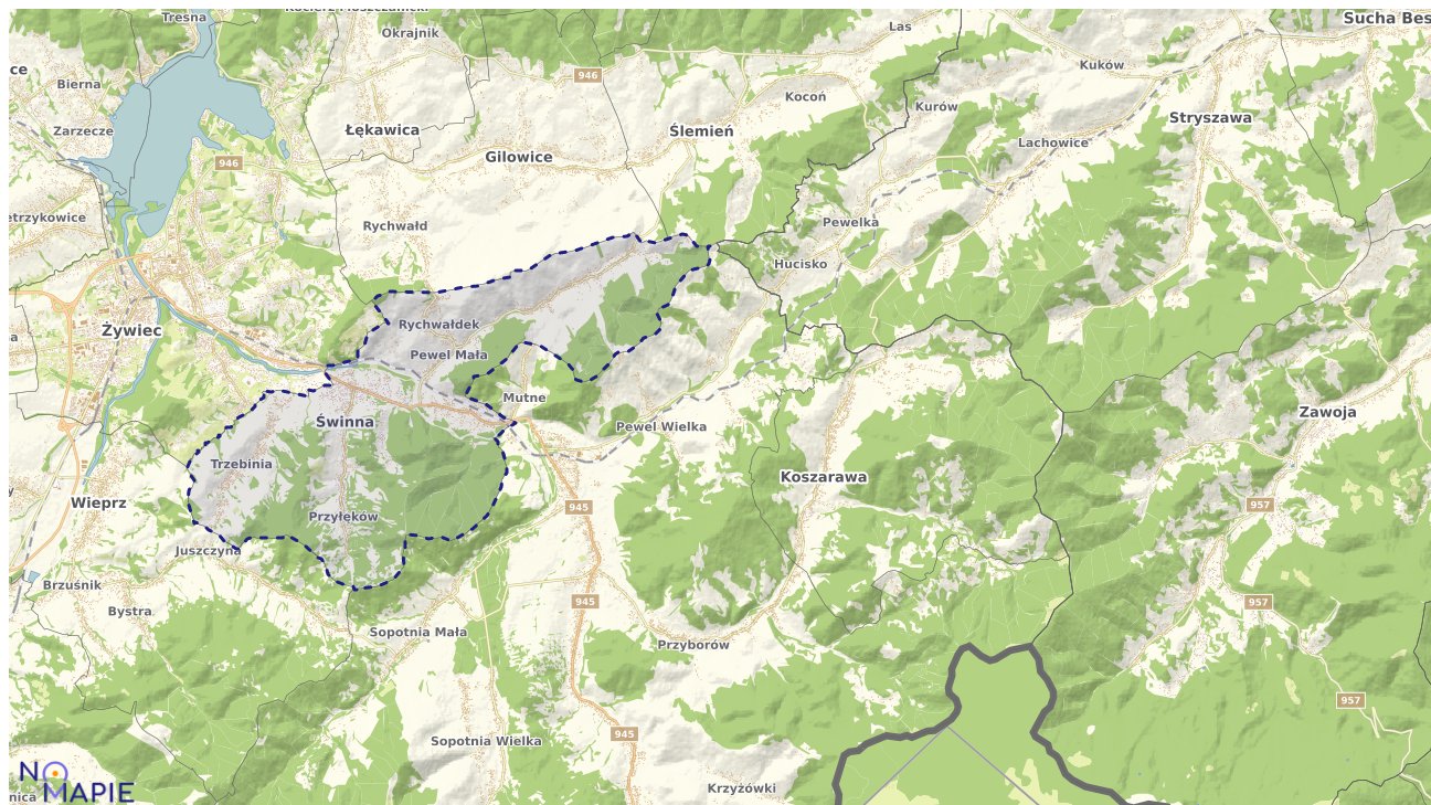 Mapa obszarów ochrony przyrody Świnnej